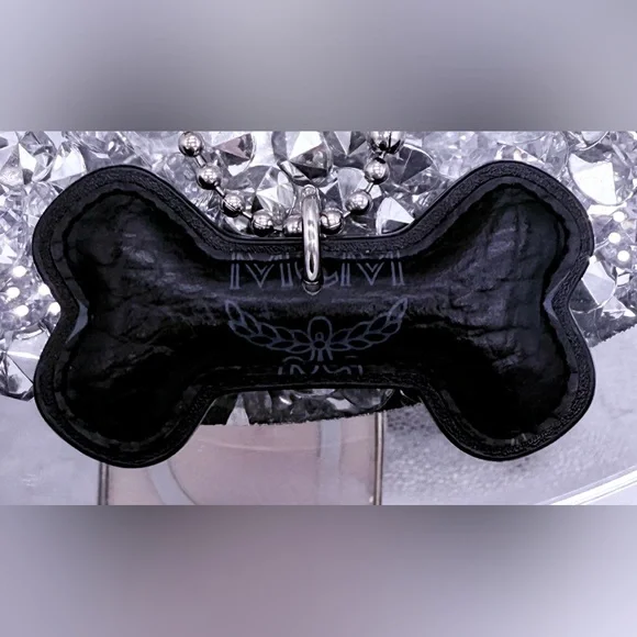 MCM Black Visetos Dog Bone Bag Charm. - Picture 2 of 2